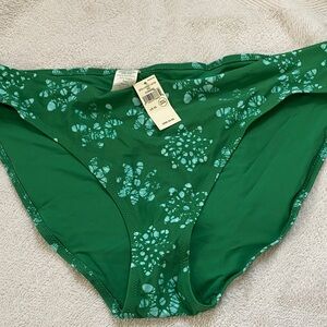 aerie Green Floral Print Bikini Bottoms